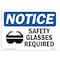 Signmission OSHA Sign, Safety Glasses Required With Symbol, 10in X 7in Rigid Plastic, 10" W, 7" H, Landscape OS-NS-P-710-L-18186 - alternate 1